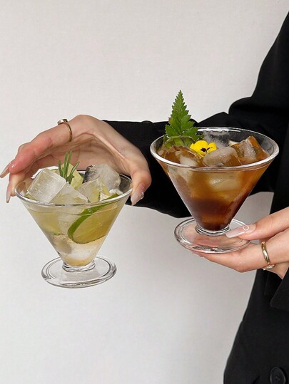 مجموعة 6 أكواب زجاجية من الطراز الفرنسي القديم، أكواب متميزة لتقديم القهوة الثلجية والأمريكانو والآيس كريم، تصميم فريد