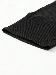 CILKOO Women's Loose Twist Textured V-Neck Short Sleeve T-Shirt, Spring/Summer - Black - View 10