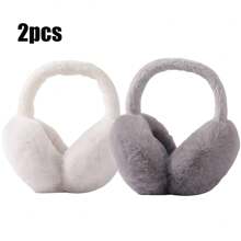 1 pieza Orejeras plegables de invierno cálidas, orejeras de color liso y suave, protección contra el frío para ciclismo, deportes al aire libre, prueba de frío, para estudiantes, como regalo para hombres y mujeres
