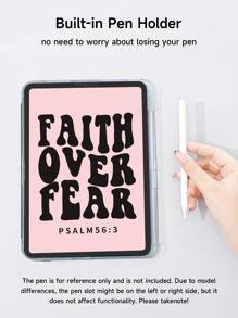 1pc Belief Over Fear Slogan Graphic Tablet Protective Case, Compatible With IPad 10.2 Inch, IPad Pro 2021/2020, IPad 9th/10th Gen, Galaxy Tab A8 10.5 Inch 2022, Matepad 10.4/Tab, Shockproof, Pencil Slot, Sleep/Wake Support