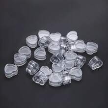 20PCS Plastic Heart Shape Empty Bottle Cosmetic Jar Lip Balm Cream Pot Jar Box Container Travel Refillable Bottles Set Home Bathroom Decor