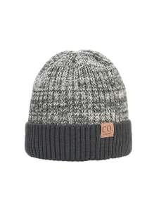 男士针织帽，时尚百搭保暖帽，带有毛绒绒的花卉图案，舒适惬意，时尚字母标签，流行的日常休闲服装配饰，宽松的无檐小便帽，男士冬帽 - 彩色 - 查看 13