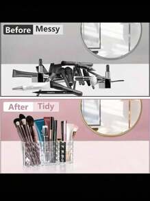 1 pièce organisateur de rangement transparent pour pinceaux de maquillage, support multifonctionnel de séchage et de rangement de grande capacité pour pinceaux de maquillage. Plateau de support d'affichage adapté pour le rangement sur un coiffeuse, plan de travail de salle de bain ou dans des armoires. Convient pour ranger les crayons pour les yeux et les lèvres, les brilles à lèvres. Organisateur de maquillage d'été pour la décoration de la maison et la rentrée scolaire