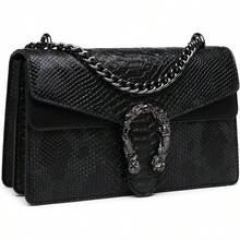 Crossbody Bags For Women - Snake Printed Clutch Purses Leather Chain Shoulder Bags Evening Handbags - Snake White - View 8