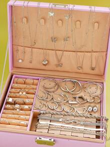 108pcs/83pcs/91pcs/81pcs/58pcs/53pcs Vintage Elegant Butterfly, Heart, Shell, Geometric C-Shaped Faux Pearl Necklace, Bracelet, Ring, Earring, Anklet Jewelry Set, Ideal Gift For Women, Birthday, Holiday, Party, Valentine's Day (No Box)