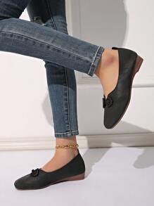 Women's Flat Shoes > Women's Flat Shoes, New Chinese Style Mary Jane Flat Versatile Embroidered Strap Shallow Retro National Style Shoes - Black - View 4