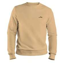 Men's Round Neck Sweatshirt Unisex Flannel Cold Weather Top Mountain Print - Beige - View 1