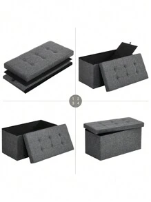 SONGMICS Banco de Almacenamiento, Puff Almacenaje de 76 cm, Baúl de Almacenaje, Taburete Reposapiés, Gris Oscuro MLSF47K - Gris - Ver 8