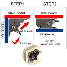 4x Folding Table Chair Leg Hinges 90 Degree Self-Locking Bracket Hinge Hardware - Silver - View 4