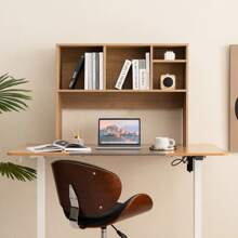 Computer Desktop Bookcase Countertop Storage Bookshelf With 4 Cubbies - Khaki - View 3