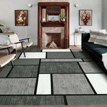 [Premium] Dunkelblau-Hellblau karierter Kristallvelour-Teppich, moderner nordischer Stil, rutschfeste und wasseraufnehmende Fußmatte, weich, bequem und geräuschlos, waschbar, für Küche, Wohnzimmer, Schlafzimmer, Waschküche, Eingang, Wohnzimmer-Dekoration. Geeignet als Geschenk zu Eid, Hochzeit, Geburtstag, Einweihung, Weihnachten, Neujahr, Valentinstag