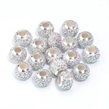 10pcs/Pack Shambhala Crystal Multi-Color Large Hole Beads 14mm, Fashionable Rhinestone Colorful Shiny Y2K Beads, Suitable For Handmade DIY Bracelet Necklace Jewelry Craft, Charms, Phone Chains, Key Chains