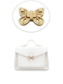 Bolso de mano/de hombro con decoración de mariposa de metal, cierre con broche y herrajes, accesorio DIY (pieza inferior aleatoria) - Dorado - Ver 3