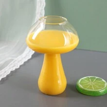 1pc New Creative Pomegranate Flower Pattern Glass Cup, With Straw, Transparent Glass Cup, Juice/Beverage Cup, Ins Style Creative Unique Mushroom Glass Cup, KTV Bar Cocktail Cup, Milk Tea Mushroom Cup - Multicolor - View 4