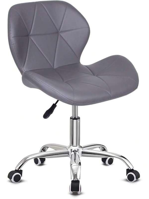 Modern Faux Leather Swivel Desk Chair, Height Adjustable Padded Armless Ergonomic Home Office Chair [Energy Class A++]