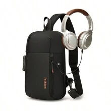 1 peça bolsa de peito masculina de alta qualidade, bolsa transversal preta com trava de senha antirroubo, orifício para fone de ouvido, adequada para adolescentes, casual, atividades ao ar livre, esportivas, viagens, formatura, presentes de aniversário