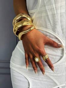 1Pc Cuff Bracelets,Gold Bangles,Wide Bangles, Chunky Bracelet, Bracelet Set, Wide Bracelet, Bracelet For Women,Gift For Her - Multicolor - View 10