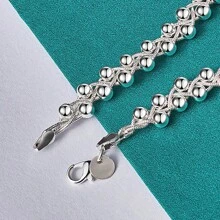 Vòng tay charm mạ bạc 925 dành cho nữ, dây hạt bện tinh tế, thời trang, thích hợp làm quà cưới, quà Giáng sinh, trang sức chất lượng cao. - Bạc - Xem 5