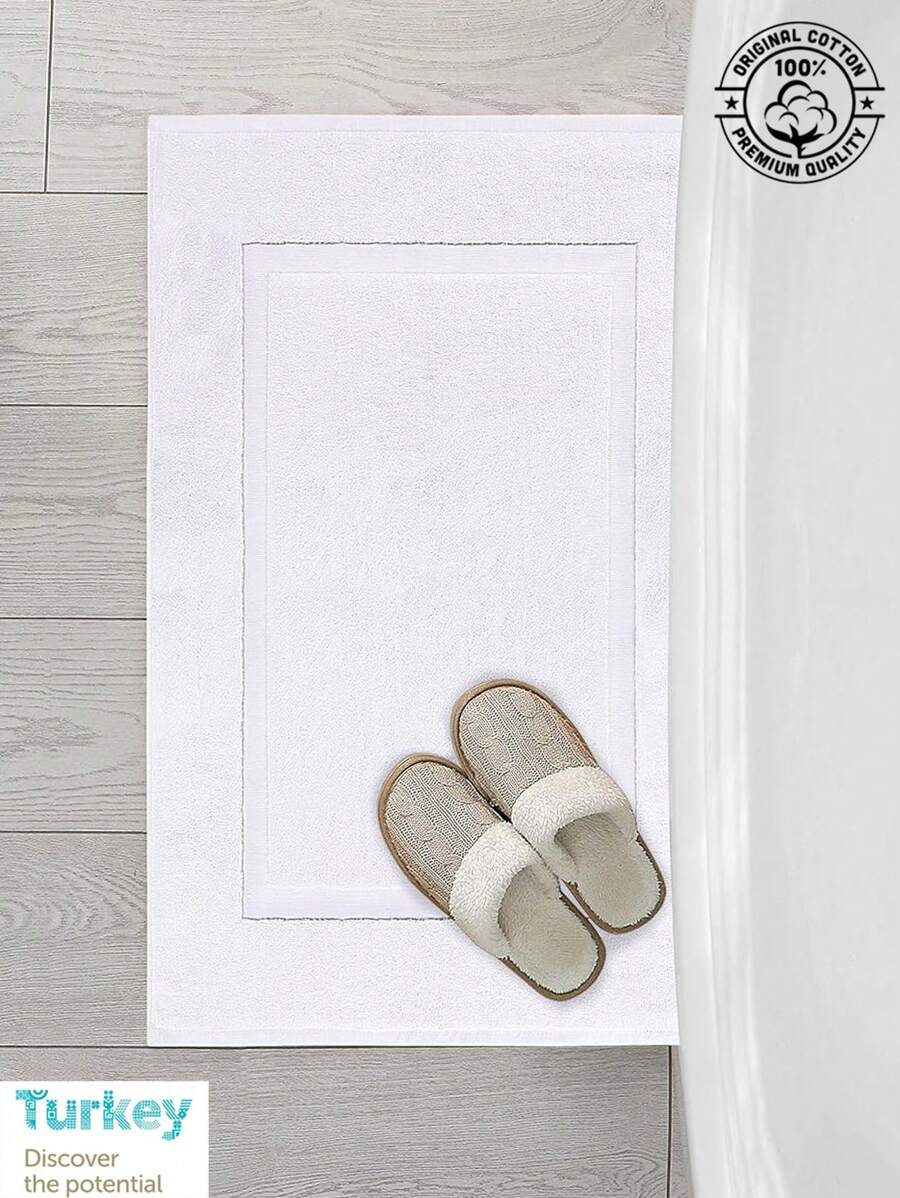 五星级酒店级浴室垫，防滑浴室地毯，吸水浴室地垫，加厚浴室地毯，适用于浴室、盥洗室、卫生间入口，大号 28 英寸 X 20 英寸（50 x 70 厘米）夏季、假日家居浴室装饰 - 白色 - 查看 1