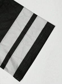 2025 Men's Fashion Breathable Mesh Striped Letter Print Short Sleeve Casual Basketball Jersey Style T-Shirt, Spring/Summer