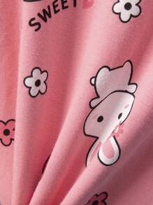 2 件装年轻女孩轻便 3/4 袖卡通印花睡衣套装、睡衣七分裤套装、春夏 - 彩色 - 查看 11