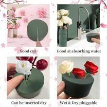 1/5/10pcs Dried Flower Mud Bouquet Flower Packaging Material Flower Absorbent Sponge Foam Flower Arrangement Moisturizing Base Flower Mud Block Gifts Birthday Graduation - Cylindrical Green - View 3