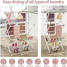 APEXCHASER Clothes Drying Rack, 3-Tier Laundry Drying Rack For Clothes, Expandable Metal Clothing Dryer, Collapsible Towel Rack, Air Drying Rack, White - White - View 7