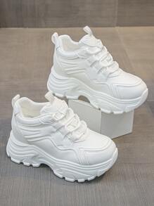 Women's Platform Casual Sneakers, Comfortable Breathable White Shoes, Women's Spring/Autumn Leisure Shoes, Fashionable & Versatile