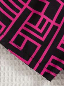 2 Stücke/Set Mädchen Lässig Outfit mit Cartoon Portrait Muster, Rundhals Kurzarm T-Shirt und Schleife Shorts, Sommer