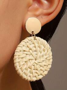Xiacheng 1-4 pares de brincos de vime para mulheres, itens essenciais de praia, borla, brincos de palha boho