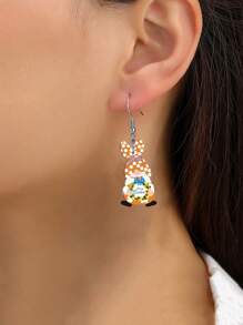 1 Pair Happy Easter Acrylic Earrings Cartoon Colorful Wreath Rabbit Dwarf Drop Earrings Holiday Earrings Fashion Versatile Earrings Gift For Women