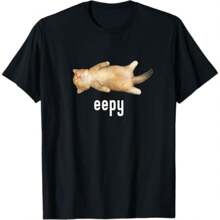 Eepy Cat, Silly Sleepy Cat Meme T-Shirt, Unisex Funny Meme T-Shirt - 黑色 - 查看 1