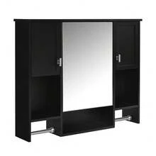 35'' X 28'' Modern Wall Mounted Bathroom Storage Cabinet, Bathroom Wall Cabinet With Mirror, Medicine Cabinet With Towels Bar