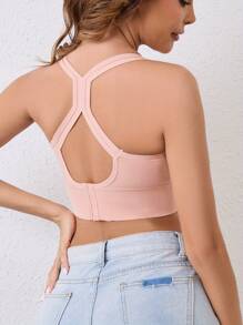 5pcs Women's High-Support Wireless Sports Bra - Comfortable, Breathable, Shockproof With Removable Pads & Crisscross Back Design - Mixed Color - View 2