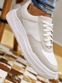 Men's Sneakers High Sole Platform Casual Minimalist Versatile - 白色 - 查看 3