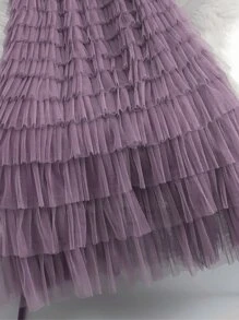 Temperament Knitted Skirt Layered Cake Skirt - Lilac Purple - View 3