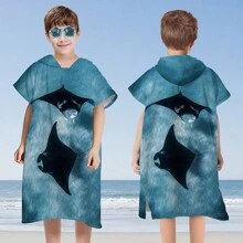 1 Peça Roupão de Banho Infantil, Roupão de Praia Infantil para Bebês e Crianças Pequenas, Toalha de Banho com Capuz de Microfibra Usável, Tartarugas, Flamingos, Unicórnios, Degradês, Rosquinhas, Listras, Tema de Palma, Casamento de Verão, Decoração de Casa de Banho, Volta às Aulas