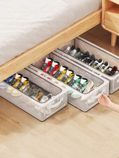 1 pezzo Scatola portascarpe pieghevole trasparente in PVC, spessa, per uso domestico, da posizionare sotto il letto