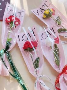 10个/包 透明花束礼品袋，彩色鲜花包装袋，单支玫瑰包装袋，母亲节礼物，520花束袋。适用于单支玫瑰，情人节礼品袋。 - 彩色 - 查看 10