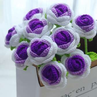 1/3/6/10朵手工钩编玫瑰花，装饰花，仿真花，毛线花。适用于餐厅、客厅、卧室、婚礼、派对等家居装饰。DIY花束，适合作为礼物送给她、母亲、老师，或作为创意礼物。也适合春夏装饰、新年、情人节、生日、复活节等节日装饰或作为礼物。