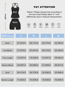 VVX Women's 2 Piece Outfits Casual Sets Ruched Camisole Tops And High Waisted Shorts/Pants Leggings Tracksuit Sets - 黑色 - 查看 5