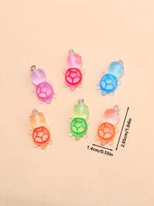 10pcs Mini Resin Glow-In-The-Dark Sea Turtle Pendant, Cute Cartoon Animal Charms In Random Colors For DIY Bracelet, Anklet, Necklace, Keychain, Bag Accessories, Halloween, Teacher Gifts, Custom Name Necklaces, Earrings, Chain Jewelry For Ladies