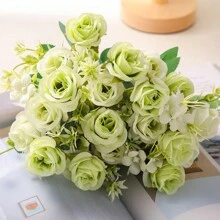 2pcs 5-Branches 14-Flowers, Simulated Rose Fragrant Concubine Rose Artificial Bouquet Home Decoration Bouquet Ornament Wedding Decoration Bouquet Bridal Handheld Flower Restaurant Desktop Decoration Bouquet Vase Flower Arrangement DIY Bouquet Photography Props Fake Bouquet