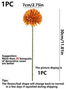 1/5/12pcs Artificial Chrysanthemum Flower Balls, Embroidered Floral Balls, Wedding Decor, Home Vase Decor, Restaurant/Living Room/Bedroom Floral Arrangement, Bridal Bouquet, Wrist Corsage, Boutonniere, Birthday Party Decor, New Year/Valentine's Day/Graduation Gift - Coffee Brown - View 3