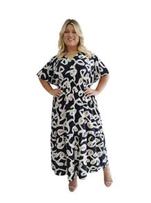 Vestido Longo Plusize Modinha / Evangélico Lastex Cinturado