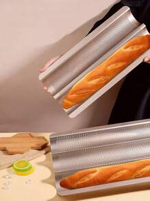 1pc Gold French Baguette Cake Mold, Perforated Bread Loaf Baking Tray, Non-Stick French Stick Bread Pan, Wavy Slot Toast Box, Baking Tool