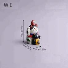 Charming Fortune Cat - Handpainted Polyresin Daruma Lucky Cat Tabletop Decor, Car Decoration Back To School Room Decor Home Decor Ornaments Home Miniature Things - Others - View 5