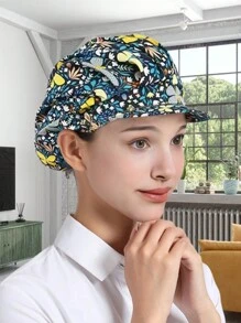 1pc Floral Printed Polyester Hair Band, Soft, Sweat-Absorbent, Dustproof, Adjustable, Breathable, , Washable, Oil-Resistant, Non-Pilling, Well-Crafted, Suitable For Restaurant, Kitchen, Workshop, Travel, Fashion, Work