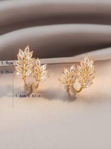 1pc Women's Copper Plated Zirconia Crystal Wheat Design Necklace, Elegant For Commuting Or Daily Wear, Enhances Visibility And Luxury