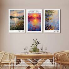 3-Piece Set, Canvas Wall Art, Framed Decorative Painting, Wall Art, Art Poster Set, Canvas Wall Painting, Classic And Modern Decor, Waterproof Canvas Painting, Suitable For Home, Office, Living Room, Bedroom, Bathroom, Dining Room - Landscape And Floral Theme Ink Painting, Vertical, Spring/Summer Gift, Birthday/Graduation Gift - Multicolor - View 11